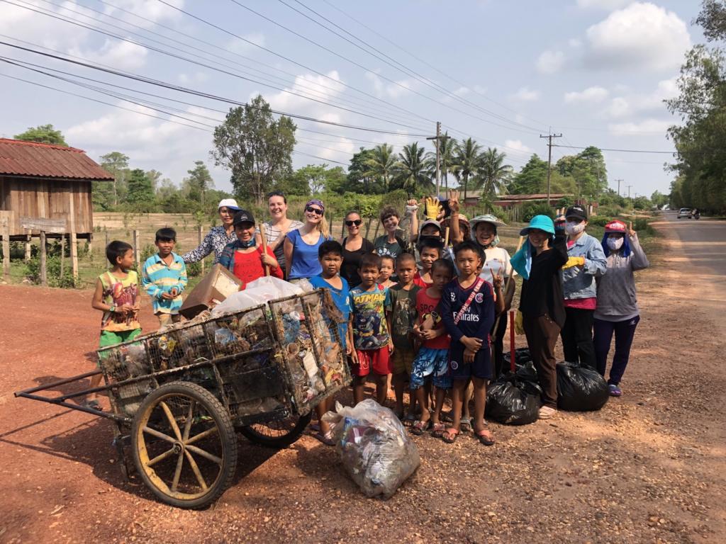 LCTW staff and volunteers pick up litter in the village